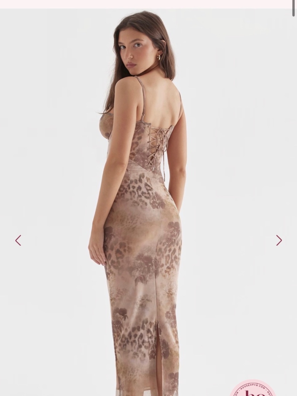 House of CB AIZA Cream Floral Print Maxi Dress